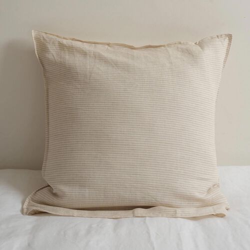Home Lab 100% French Flax Linen Euro - Sand Stripe
